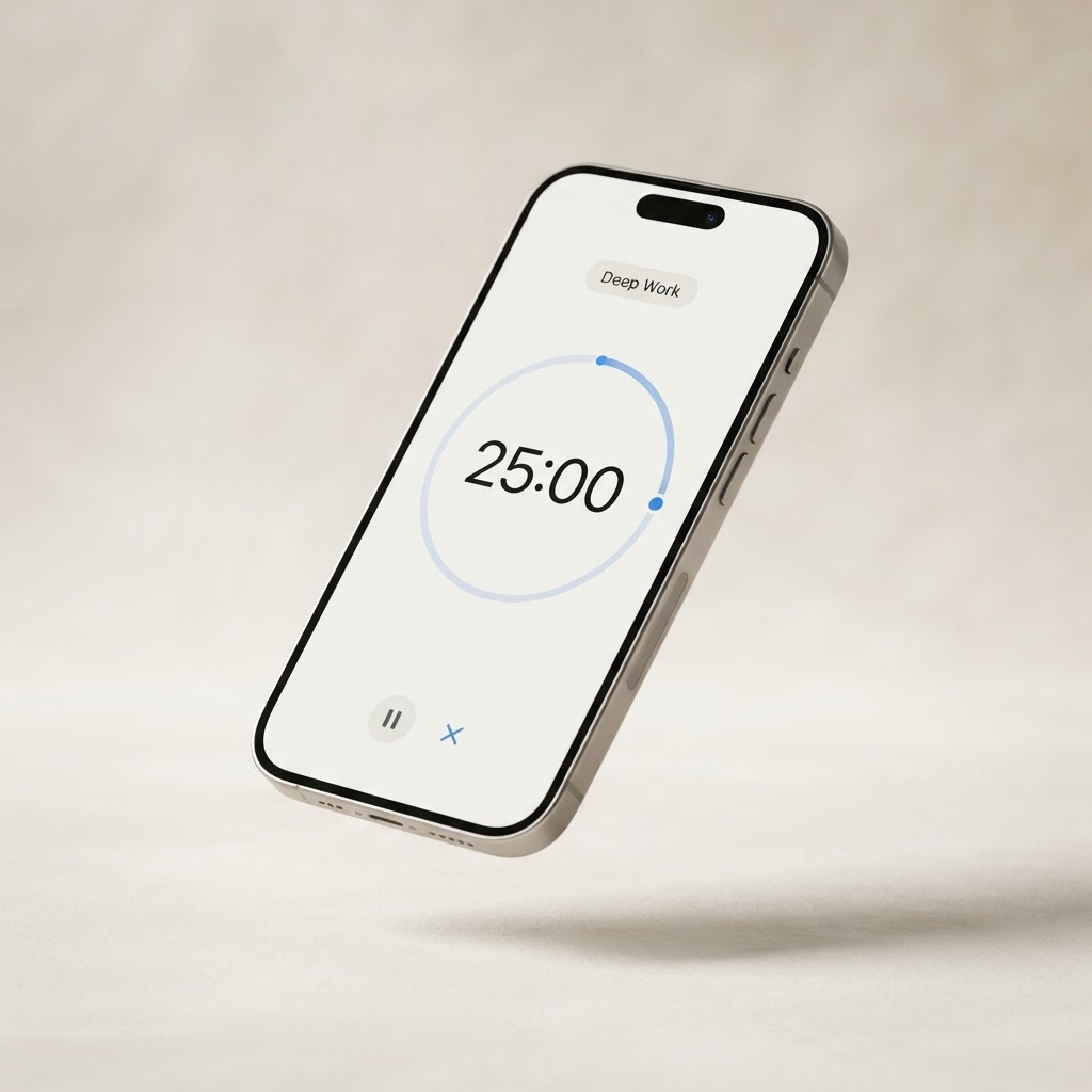 Focusly deep-work timer app on an iPhone