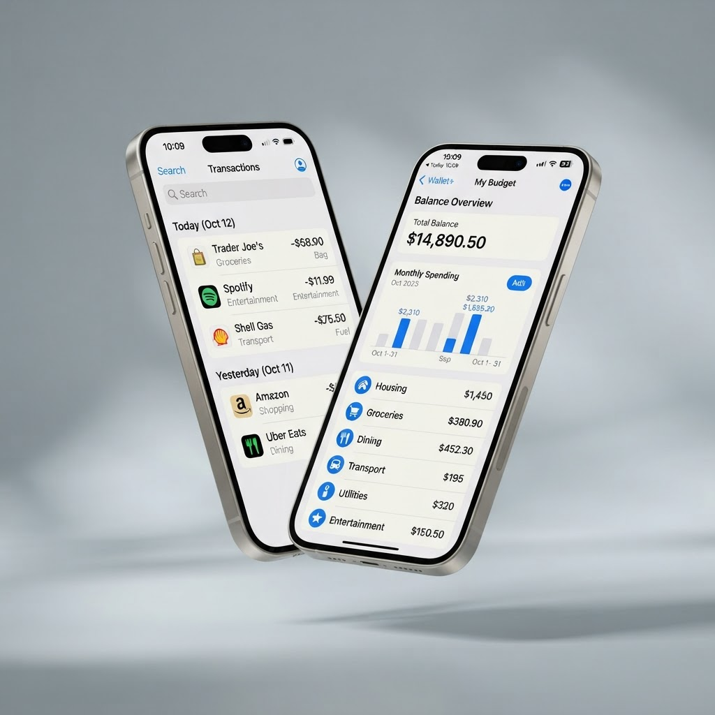 Ledgerly personal finance app on two iPhones